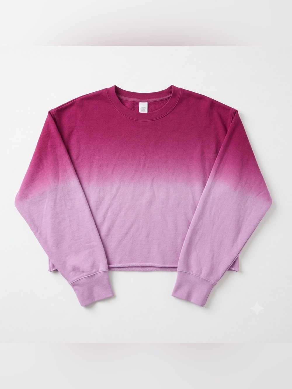 Gap Pink Ombre Oversized Crewneck Cropped Sweatshirt Dip Dye Sz M Back to School